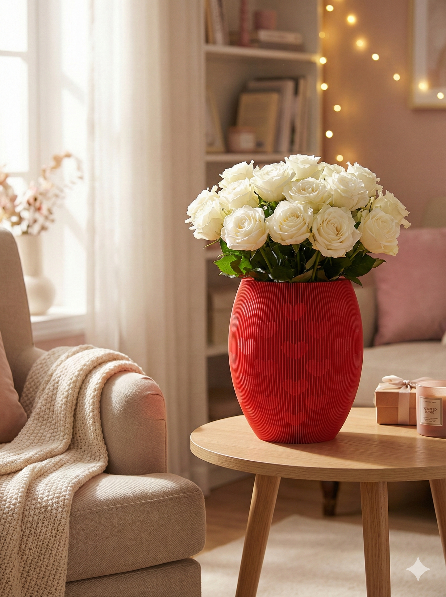 Heart Pattern Red Decorative Vase – Valentine’s Day Edition
