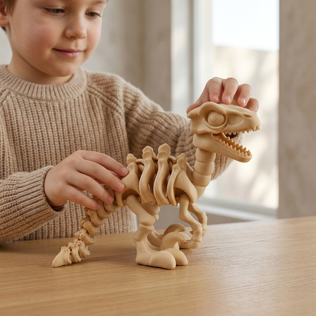 Skeletal Articulated Velociraptor – Movable Dinosaur Figure